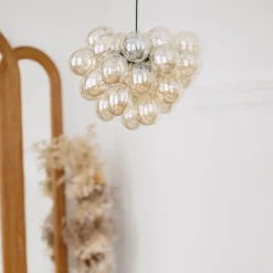 QAZQA Schlafzimmerlampen|Esszimmerlampen*Art Deco Hängelampe schwarz mit Glas 8-Licht - Uvas