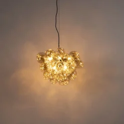 QAZQA Schlafzimmerlampen|Esszimmerlampen*Art Deco Hängelampe schwarz mit Glas 8-Licht - Uvas