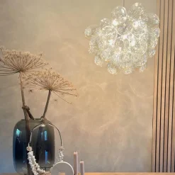 QAZQA Schlafzimmerlampen|Esszimmerlampen*Art Deco Hängelampe schwarz mit Glas 8-Licht - Uvas