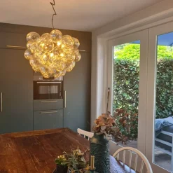 QAZQA Schlafzimmerlampen|Esszimmerlampen*Art Deco Hängelampe schwarz mit Glas 8-Licht - Uvas