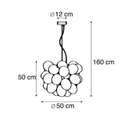 QAZQA Schlafzimmerlampen|Esszimmerlampen*Art Deco Hängelampe schwarz mit Glas 8-Licht - Uvas