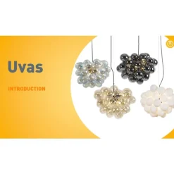 QAZQA Schlafzimmerlampen|Esszimmerlampen*Art Deco Hängelampe schwarz mit Glas 8-Licht - Uvas