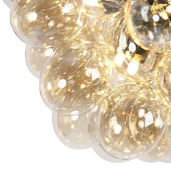 QAZQA Schlafzimmerlampen|Esszimmerlampen*Art Deco Hängelampe schwarz mit Glas 8-Licht - Uvas