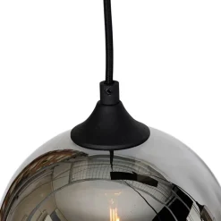 QAZQA Schlafzimmerlampen|Küchenlampen*Art Deco Hängelampe schwarz mit Rauchglas 8-flammig - Hanne