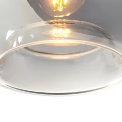 QAZQA Pendelleuchten|Wohnzimmerlampen*Art Deco Hängelampe schwarz 3-flammig mit Rauchglas - Busa