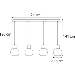 QAZQA Küchenlampen|Esszimmerlampen*Art Deco Hängelampe schwarz mit Rauchglas länglich 4-flammig - Vidro
