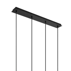 QAZQA Küchenlampen|Esszimmerlampen*Art Deco Hängelampe schwarz mit Rauchglas länglich 4-flammig - Vidro