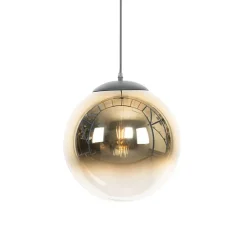 QAZQA Pendelleuchten|Wohnzimmerlampen*Art Deco Hängelampe schwarz mit Goldglas 33 cm - Pallon