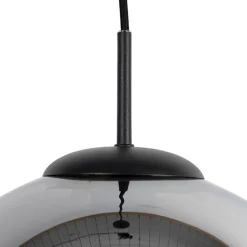 QAZQA Schlafzimmerlampen|Küchenlampen*Art Deco Hängelampe schwarz mit Rauchglas 30 cm - Pallon