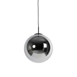 QAZQA Schlafzimmerlampen|Küchenlampen*Art Deco Hängelampe schwarz mit Rauchglas 30 cm - Pallon
