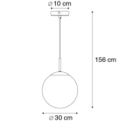 QAZQA Schlafzimmerlampen|Küchenlampen*Art Deco Hängelampe schwarz mit Rauchglas 30 cm - Pallon