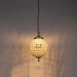 QAZQA Pendelleuchten|Wohnzimmerlampen*Art Deco Hängelampenkristall mit Gold 35 cm - Kasbah