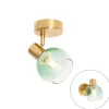 QAZQA Wandstrahler|Deckenstrahler*Art Deco Spot Gold mit grünem Glas - Vidro