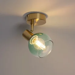 QAZQA Wandstrahler|Deckenstrahler*Art Deco Spot Gold mit grünem Glas - Vidro