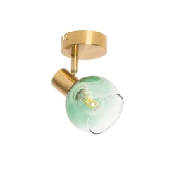 QAZQA Wandstrahler|Deckenstrahler*Art Deco Spot Gold mit grünem Glas - Vidro