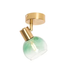 QAZQA Wandstrahler|Deckenstrahler*Art Deco Spot Gold mit grünem Glas - Vidro