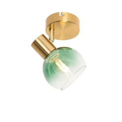 QAZQA Wandstrahler|Deckenstrahler*Art Deco Spot Gold mit grünem Glas - Vidro