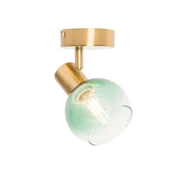 QAZQA Wandstrahler|Deckenstrahler*Art Deco Spot Gold mit grünem Glas - Vidro