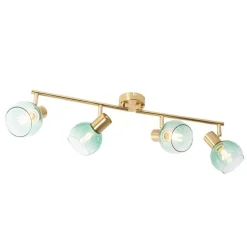 QAZQA Schlafzimmerlampen|Küchenlampen*Art Deco Spot Gold mit grünem Glas 4-flammig - Vidro