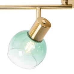 QAZQA Schlafzimmerlampen|Küchenlampen*Art Deco Spot Gold mit grünem Glas 4-flammig - Vidro