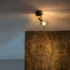 QAZQA Deckenleuchten|Wohnzimmerlampen*Art Deco Spot Gold mit Rauchglas - Vidro