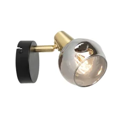 QAZQA Deckenleuchten|Wohnzimmerlampen*Art Deco Spot Gold mit Rauchglas - Vidro