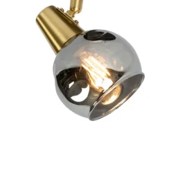 QAZQA Deckenleuchten|Wohnzimmerlampen*Art Deco Spot Gold mit Rauchglas - Vidro