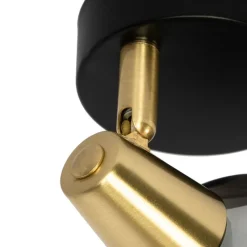 QAZQA Deckenleuchten|Wohnzimmerlampen*Art Deco Spot Gold mit Rauchglas - Vidro