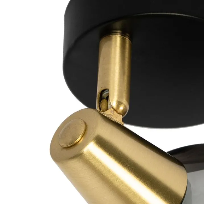 QAZQA Deckenleuchten|Wohnzimmerlampen*Art Deco Spot Gold mit Rauchglas - Vidro