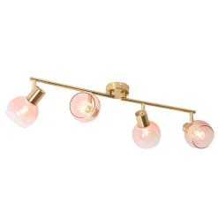 QAZQA Schlafzimmerlampen|Küchenlampen*Art Deco Spot Gold mit rosa Glas 4-flammig - Vidro