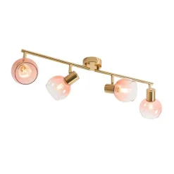 QAZQA Schlafzimmerlampen|Küchenlampen*Art Deco Spot Gold mit rosa Glas 4-flammig - Vidro