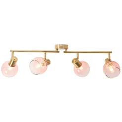 QAZQA Schlafzimmerlampen|Küchenlampen*Art Deco Spot Gold mit rosa Glas 4-flammig - Vidro