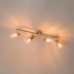 QAZQA Schlafzimmerlampen|Küchenlampen*Art Deco Spot Gold mit rosa Glas 4-flammig - Vidro