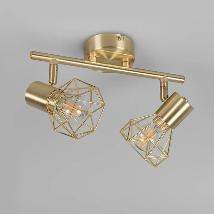 QAZQA Deckenstrahler|Aufbaustrahler*Art Deco Spot Messing dreh- und neigbar - Mosh 2