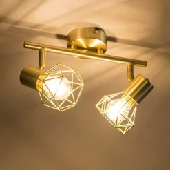 QAZQA Deckenstrahler|Aufbaustrahler*Art Deco Spot Messing dreh- und neigbar - Mosh 2