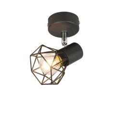 QAZQA Wandstrahler|Deckenstrahler*Art Deco Spot schwarz dreh- und neigbar - Mosh