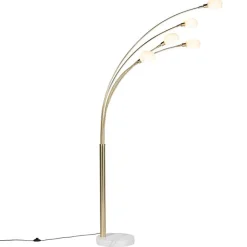 QAZQA Schlafzimmerlampen|Esszimmerlampen*Art Deco Stehlampe Gold 5 Lampen - Sixties Marmo