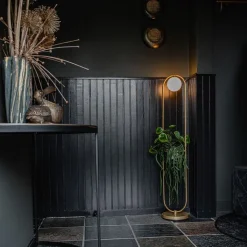 QAZQA Schlafzimmerlampen|Küchenlampen*Art Deco Stehlampe Gold mit weißem Glas - Isabella