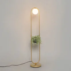 QAZQA Schlafzimmerlampen|Küchenlampen*Art Deco Stehlampe Gold mit weißem Glas - Isabella