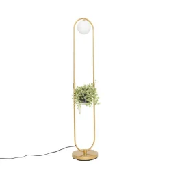 QAZQA Schlafzimmerlampen|Küchenlampen*Art Deco Stehlampe Gold mit weißem Glas - Isabella