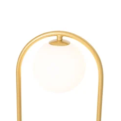 QAZQA Schlafzimmerlampen|Küchenlampen*Art Deco Stehlampe Gold mit weißem Glas - Isabella