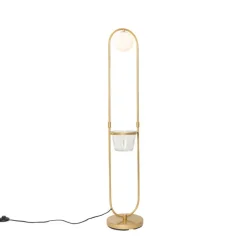 QAZQA Schlafzimmerlampen|Küchenlampen*Art Deco Stehlampe Gold mit weißem Glas - Isabella