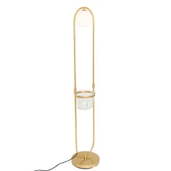 QAZQA Schlafzimmerlampen|Küchenlampen*Art Deco Stehlampe Gold mit weißem Glas - Isabella