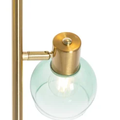 QAZQA Stehlampen|Wohnzimmerlampen*Art Deco Stehlampe Gold mit grünem Glas 3 Lichter - Vidro