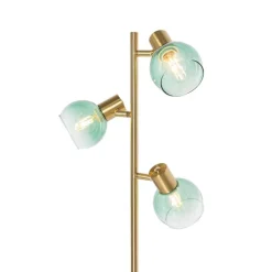 QAZQA Stehlampen|Wohnzimmerlampen*Art Deco Stehlampe Gold mit grünem Glas 3 Lichter - Vidro
