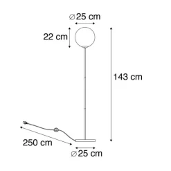 QAZQA Stehlampen|Wohnzimmerlampen*Art Deco Stehlampe Messing mit rosa Glas - Pallon Mezzi