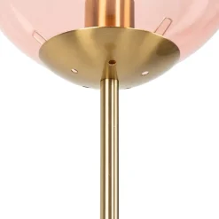 QAZQA Stehlampen|Wohnzimmerlampen*Art Deco Stehlampe Messing mit rosa Glas - Pallon Mezzi