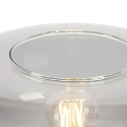 QAZQA Schlafzimmerlampen|Küchenlampen*Art Deco Stehlampe schwarz mit Rauchglas - Bizle