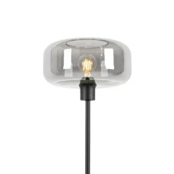 QAZQA Schlafzimmerlampen|Küchenlampen*Art Deco Stehlampe schwarz mit Rauchglas - Bizle