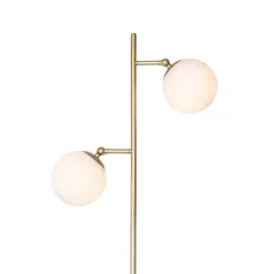 QAZQA Stehlampen|Wohnzimmerlampen*Art Deco Stehleuchte Gold mit Milchglas 2-Licht - Pallon